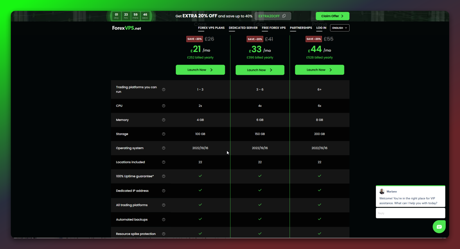 ForexVPS website screenshot