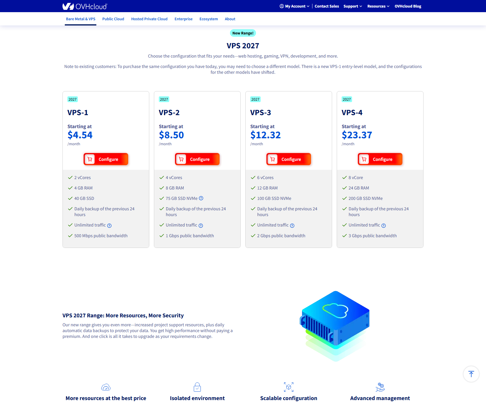 OVHcloud website screenshot